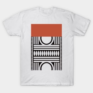 Modern Afrocentric Abstract Terracotta Ethnic T-Shirt